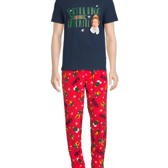 NEW 2Pc M Men's Buddy the Elf SMILING IS MY FAVORITE Pajamas - Picture 1 of 4